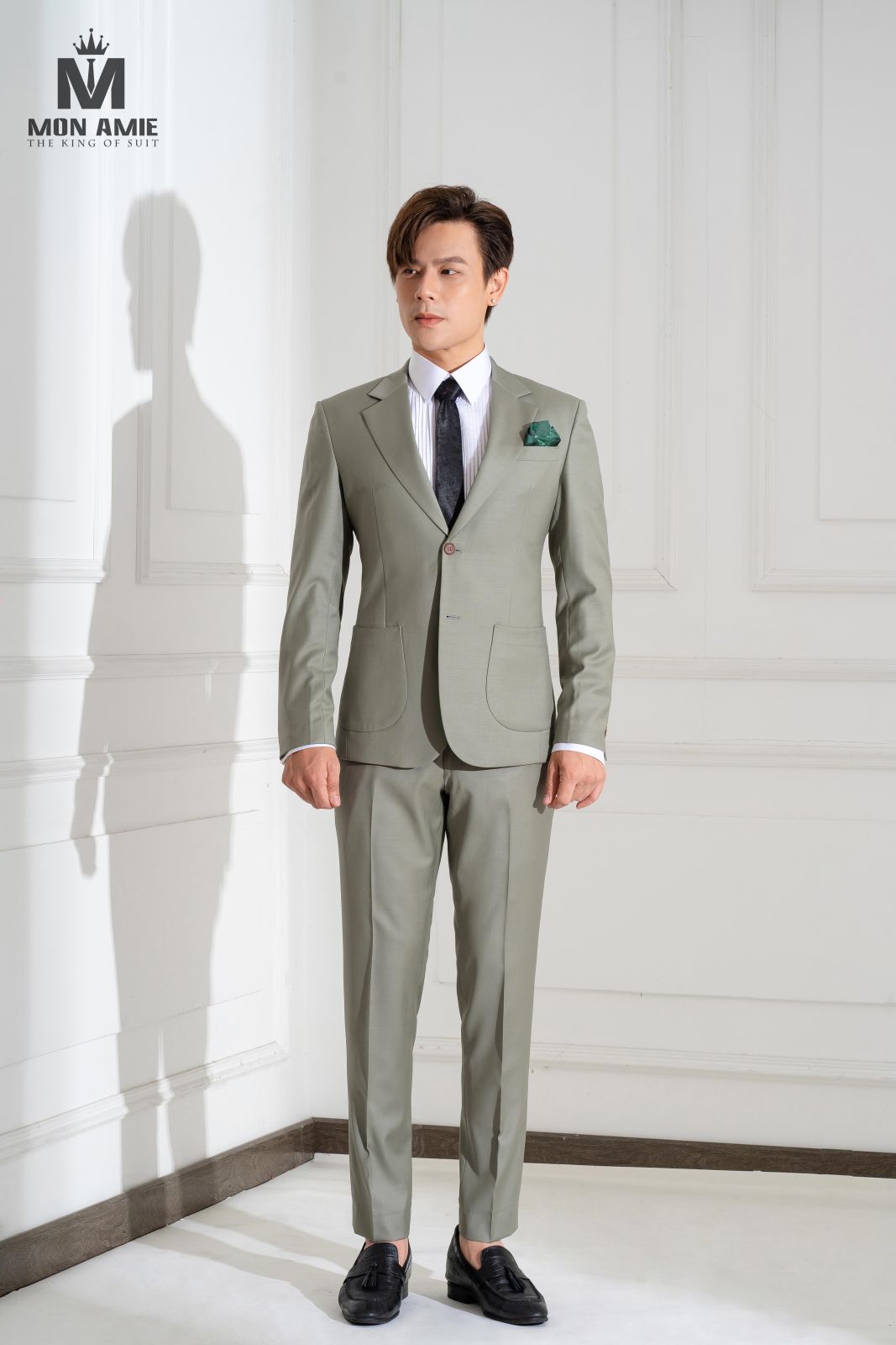 Olive Suit With Patched Pockets 